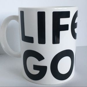 Life is good mug White ceramic with large Black Lettering coffee tea cup NEW
